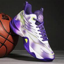 Men's Shoes Fashion Sneakers Breathable Running Shoes Men Arch Support Basketball Shoes Non Slip Sport Shoes Size:38-46 - White Purple - View 2
