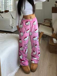 Sanrio 2pcs  Women Thermal Lined Pants, Warm & Cozy For Autumn/Winter