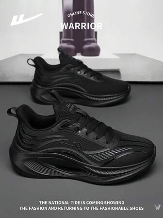 WARRIOR 1 par de zapatos deportivos con cordones delanteros para hombres, de malla transpirable, suela suave antideslizante y duradera, versátiles y cómodos, con suela gruesa hueca y amortiguación de impactos, para deportes y actividades al aire libre