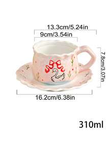 1 Set Creative Fresh Hand-Painted Tulip Bow Swan Ceramic Coffee Cup And Saucer For Home - Multicolor - View 10
