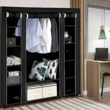 Wardrobe Fabric Wardrobe Folding Wardrobe With Clothes Rails And Pockets-172x134x34cm - màu đen - Xem 4