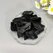 1pc Black Natural Tourmaline Stone - Raw Stone For Home Decor, Outdoor Garden Ornament, Holiday Gift, Art Deco Style, Family Theme, Stone Material, Perfect For Room Decor