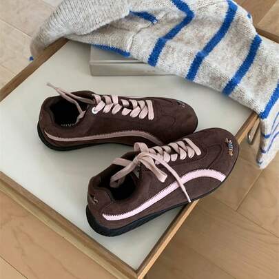 XIXITIAO 1双可爱小狗刺绣图案休闲软底运动鞋，舒适时尚的平底运动鞋，适合户外穿着