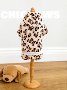 holdhoney 1-Piece Animal Print Jumpsuit Dog Cat Clothes, Winter Plush Fleece Bodysuit - Cozy Warm Windproof Pet Apparel, Cute Fashion Outfit For Small Medium Dogs Cats, Christmas Gift, Birthday Party, Daily Wear, Outdoor Walking, Photo Shoots, Holiday Celebration, Snow Day Adventure