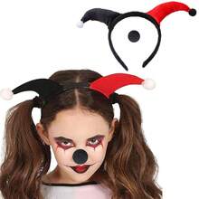 Halloween Clown Headband Sponge Clown Nose For Kid Funny Festival Dress Up Party Performance Accessories Black Red Standard