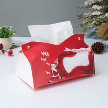 Caja de pañuelos con impresión de pintura al óleo navideña, caja de pañuelos de Papá Noel, soporte creativo para pañuelos de decoración del hogar - Multicolor - Ver 6