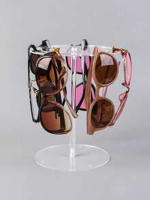 1pc Acrylic Sunglass Display Stand,Premium ClearRound Riser Stands,Clear Tabletop Glasses Holder Organizer. - Clear - View 9