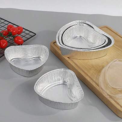 Bộ 12 khuôn bánh hình trái tim bằng nhôm, 3 kích cỡ (350ml, 450ml, 800ml), thích hợp để nướng bánh ngọt và bánh mì tại nhà.