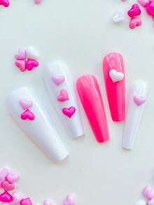 240 chiếc/hộp, 6 màu macaron, phụ kiện trang trí móng tay hình trái tim bằng nhựa, phụ kiện DIY đa chức năng, thích hợp cho móng tay, giày dép, quần áo, túi xách, đồ thủ công và ốp điện thoại - Trang trí trái tim màu hồng và trắng bóng, dụng cụ làm móng | Trang trí móng DIY | Bề mặt bóng, trang sức móng tay - Nhiều màu - Xem 6