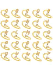 This Is A Stylish And Simple Asymmetrical Copper A-Z Ring With An Adjustable Opening And 26 English Initials For Women. It Is Suitable For Daily Wear And Casual Entertainment. It Is A Gift For Friends And Couples At Festivals And Gatherings!