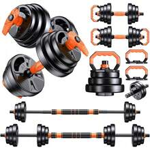 Kit de Pesas y Mancuernas, 6 En 1 Kit de Mancuernas 20 Kg, Incluye Mancuernas y Barra de Extensión Acolchada, Tuercas Antideslizantes, Acero Resistente, Gym en Casa - 1 - Ver 4