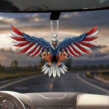US Flag & Eagle Shaped Car Rearview Mirror Keychain Pendant Decoration