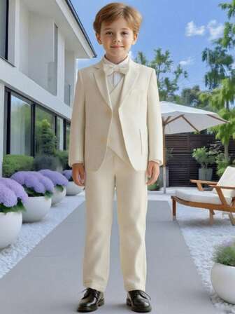 Conjunto de 3 piezas para niño, nuevo traje formal de boda con flores para niño, traje de actuación para niño pequeño, niño pequeño, niño grande, adolescente, incluye blazer, pantalones, corbata de moño