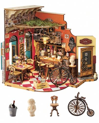 Robotime Kit de casa de muñecas en miniatura ROLIFE, kit de construcción de madera con luces LED, modelo para construir para adultos, decoración del hogar, regalo de cumpleaños para niñas y mujeres.