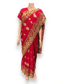 Traditional Designer Saree With Ready Blouse, Elegant  Cultural Wear, 014 - Multicolor - View 7