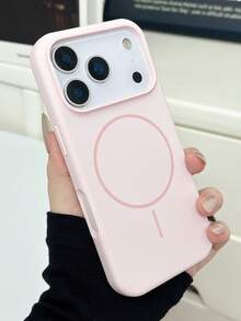 奢华磁吸软硅胶手机壳，兼容 17 Pro Max/17/16/15/14/13/12/11 Pro Max Plus，支持磁吸无线充电，防震保护套 - 粉紅白色 - 查看 2