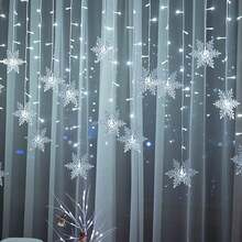 1pc USB Powered Snowflake Curtain Light, 96 LED String Lights, Fairy Night Lamp 8 Modes LED Curtain Lights, Suitable For Christmas, Wedding, Party, Room Decor Christmas Decor Christmas Gift Thanksgiving Christmas Tree Decor Ornaments Christmas Light Bedroom Decor Home Decor Party Decor Holiday Festival Room Decor Christmas Tree Gift Decor Thanksgiving Wedding Autumn Decor Birthday Decorations For Gifts Party Supplies Indoor Outdoor Garden Holiday Festival Decor Halloween Ornaments