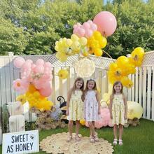 121 件蜜蜂气球花环拱门套装，包含黄色、白色和粉色乳胶气球以及蜜蜂和雏菊铝箔气球，非常适合生日派对、婴儿派对、性别揭晓派对、婚礼以及向日葵和蜜蜂主题派对装饰。 - 彩色 - 查看 6