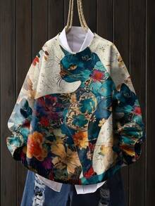 Maglione lungo leggero da donna con collo a C Ca, stile casual, adatto per l'autunno