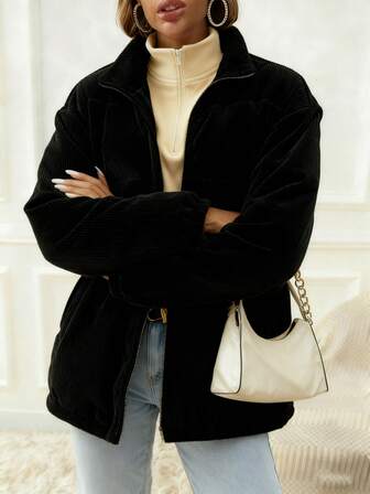 Winter Solid-Coloured Jacket Thickened Warm Long-Sleeved Cotton Jacket Cold Weather Clothing Fashion Classic Korean Style