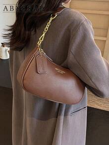 Novachic,1pc Retro Minimalist Hook Decor Adjustable Shoulder Strap Crescent Shape Bag, Suitable For Date, Outing, Party - Brown Messenger Bag 1PC - View 2