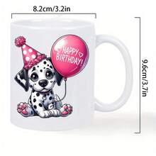 Happy Birthday!11oz Coffee Cup - Cute Dalmatian Puppy Insulated Reusable Travel Mug With Easter Hat And Balloon Design, Hand Wash Only - Coffee Lovers, Men & Women, Reusable Beverage Container| Contrary To Product Description, This Cup Cannot Be Washed By Hand Only.It Can Be Dishwasher.Coffee Bar Accessories - Hồng - Xem 4