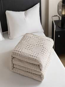 1 pieza Manta de franela y lana cómoda - Súper suave, ligera, adecuada para todas las estaciones con diseño de jacquard hexagonal, adecuada para Halloween en el hogar, Navidad, camping y viajes, Día de la Madre, amarillo brillante, accesorio de decoración de moda para dormitorio