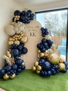 127pcs Beige Navy Blue Balloon Garland Arch Kit 30th 40th 50th Birthday Decoration Shower Balloons Set Wedding Engaged Baptism - Mixed Color - View 1