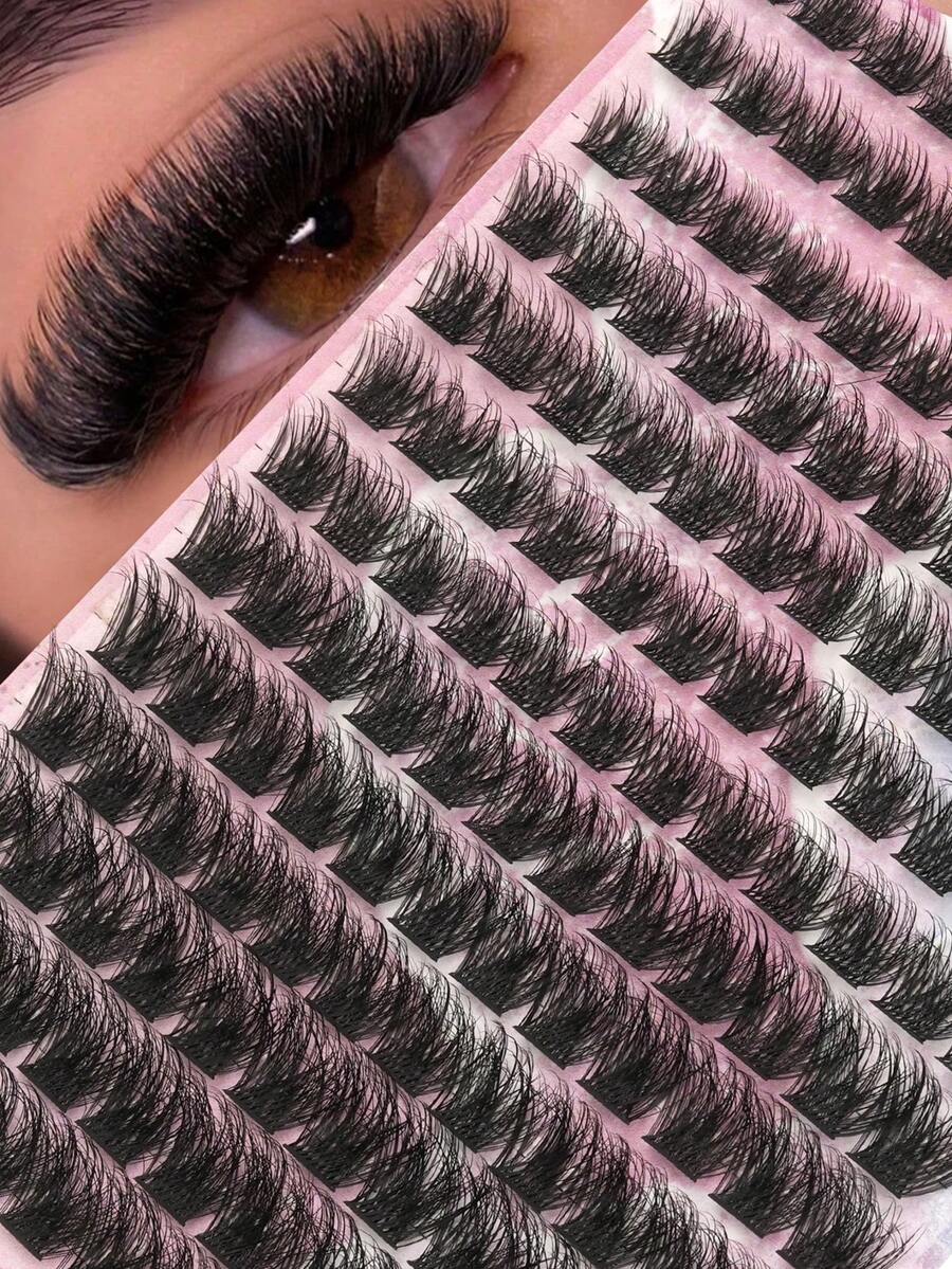 156 Pieces Of D Curly Fluffy Fan-Shaped False Eyelashes And 10-16mm Mixed-Length Super Voluminous 3D Effect DIY Makeup Faux Mink Material Natural Soft And Thick Suitable For Beginners And Professionals For Daily Life Parties Stages Nightlife Ideal Gift Essential False Eyelashes For Beginners Eyelash Clusters Single False Eyelashes False Eyelashes - D - Xem 1
