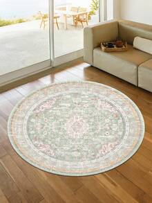 1 Stück runder Teppich, hellgrüne Farbe, verschiedene Größen, Wohnzimmer Bereich Teppich, faltbarer Blumenmuster Schlafzimmer Teppich, fleckresistent waschbarer Teppich, Bereich Teppich aus Polarfleece - weich, flauschig, bequem, leicht zu reinigen, seidig, warm, niedlich - geeignet für Flur, Küche, Waschraum, Bad, Studentenwohnheim, Sofa, Schlafzimmer, Wohnzimmer, Waschtisch, Stuhl, Teppich, modischer Teppich