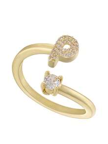 This Is A Stylish And Simple Asymmetrical Copper A-Z Ring With An Adjustable Opening And 26 English Initials For Women. It Is Suitable For Daily Wear And Casual Entertainment. It Is A Gift For Friends And Couples At Festivals And Gatherings!