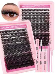 224/252/280 Clusters Of False Eyelashes, D Curl, 50D/60D/80D/100D Strands, 12-18mm, Long-Lasting, Fine, Ultra-Light False Eyelash Tool Set, Dense Eye-Enhancing Tool Set, Suitable For Weddings, Christmas Parties, Travel, Daily Wear, Eyelash Extensions, Beginner Makeup Segmented Eyelashes. - Multicolor - View 5