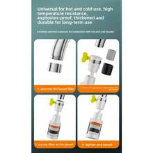 Filtro de grifo giratorio 360°, sistema de purificación profunda de 6 capas anti-salpicaduras y ahorro de agua, extensión de filtro de agua para el hogar universal con cartucho de filtro visible, apto para agua fría y caliente, sistema de filtración preciso mejorado de 6 capas, el algodón PP bloquea eficazmente las partículas grandes como el barro y el óxido, la segunda capa de carbón activado absorbe profundamente el cloro residual y otras impurezas, asegurando que cada gota de agua sea talla grande pura.