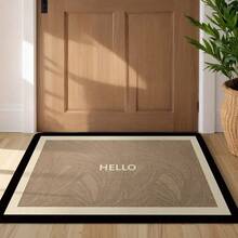 1 szt. Prosty dywanik kuchenny z nadrukiem Nordic HELLO Letter Print, beżowo-czarny, supergęsty, krótki pluszowy materiał, 1000 g/m², odpowiedni do kuchni, przedpokoju, salonu, pralni, korytarza, sypialni, przedpokoju, nowoczesnego wystroju domu, nadający się do prania w pralce, na Boże Narodzenie, Święto Dziękczynienia, prezent na parapetówkę