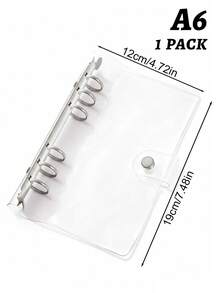 Transparent Candy‑Color A6 PVC 6‑Ring Binder Cover – Lightweight Refillable Planner Shell (No Paper Included),School Supplies,Back To School - Multicolor - View 13
