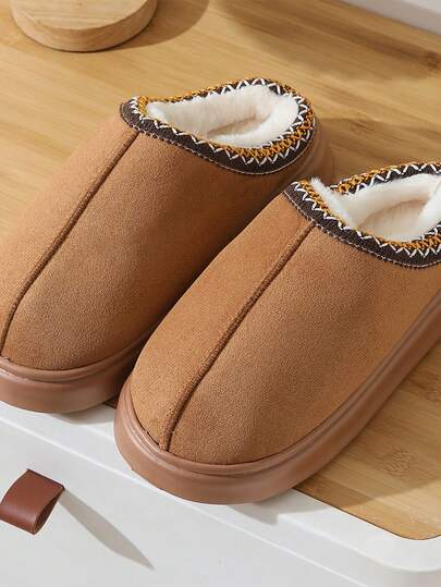 بوت ثلج نسائية كاجوال ذات لون أحادي مبطنة حرارياً مقاومة للانزلاق للارتداء الداخلي/الخارجي في الشتاء