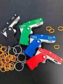 Lanceur de bandes élastiques en métal, lancer de bandes élastiques, décoration de Noël - Design pliable, styles multiples, bandes élastiques souples, longue portée de tir, durable, compact et portable, cadeau parfait pour l'anniversaire, les fêtes, les saisons, Pâques et autres occasions, jouet (style aléatoire expédié) - Couleur/style aléatoire - Voir 6