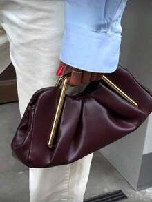 Nuevo bolso de mano de moda retro con diseño de nube arrugada, hecho de tela de PU, con herrajes metálicos únicos. Bolso de moda retro de alta gama, adecuado para mujeres, estudiantes universitarias, citas, fiestas y otras ocasiones