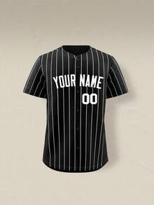Personalized Black Stripe Baseball Jersey Customizable With Player Name And Number For Adult And Youth - Black - View 3