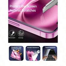 ZYSHI 3 piezas Protector de pantalla de vidrio templado de pantalla completa para 17/17 Pro/17 Pro Max/17 Air 16 Pro Max 16 Plus 16 Pro 16 Pro Protector - transparente - Ver 4