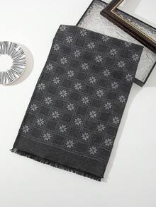 1 件男士秋冬新款温暖柔软仿羊绒流苏格子花卉几何图案商务围巾 - 彩色 - 查看 14