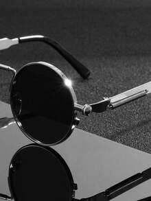 1 Pair Men's New Metal Round Steampunk Fashion Glasses, Spring Leg Design, Suitable For Outdoor Sports, Cycling, Driving, Fishing, Travel, Beach Vacation - Multicolor - View 6