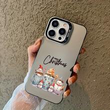 Funda de Teléfono con Decoración de Otoño Estética de Muñeco de Nieve y Gorro de Santa para 16 Pro 11 15 14 13 12 Pro Plus Negra y Plateada a Prueba de Golpes Regalo de Navidad para Mujeres - Colores mixtos - Ver 2
