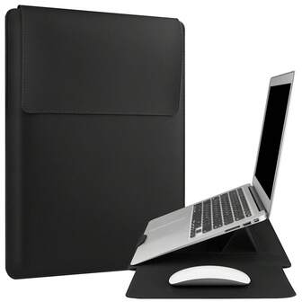 Funda para portátil de 15-16 pulgadas de cuero impermeable con función de enfriamiento y soporte ajustable para portátil, compatible con MacBook Pro 16, MSI Katana 16 (2025)