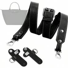Purse Straps Replacement Leather Crossbody Shoulder Strap Kit Adjustable For S M Longchong Bag Women - 黑色 - 查看 1