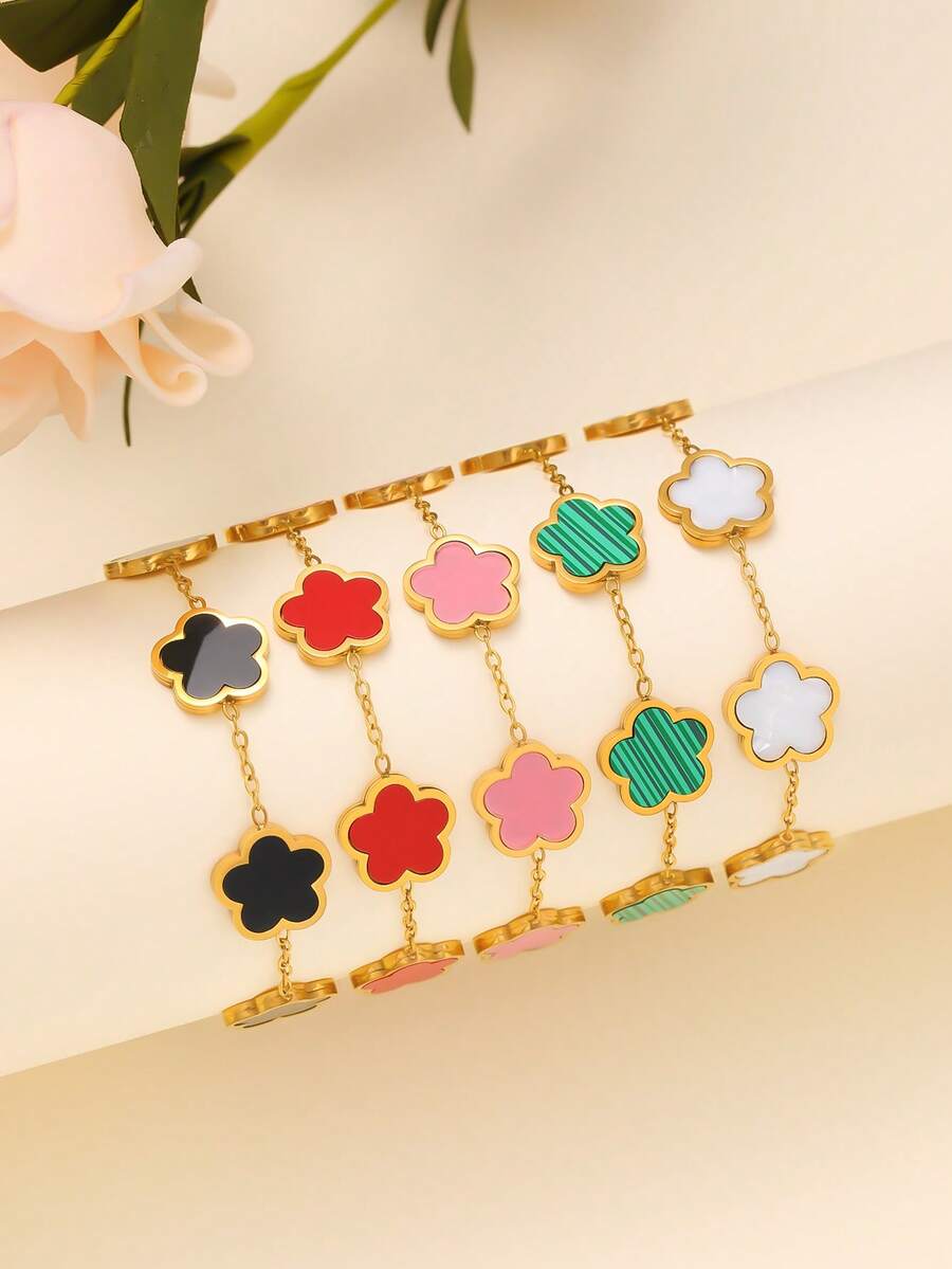 5pcs/Set Minimalist European & American Style Bracelet, Necklace, Ring Jewelry Set For Women, Suitable For Party, Gathering, Daily Wear - Five-piece Set - View 1