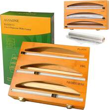 EKEJLI Dispensador de Papel de Aluminio, dispensador de Envoltura 3 en 1 con Cortador,Envoltura de plástico Dispensador de Cera de Papel de Aluminio para cajón de Cocina/Montaje en Pared - 1 - Ver 10