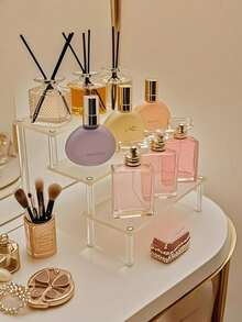 Soporte de exhibición de escalera de varios niveles transparente, soporte de exhibición de pastel de varios niveles, soporte de exhibición de perfume, soporte de botella de perfume, soporte de exhibición transparente de acrílico de fácil montaje, de alta calidad de plástico, para perfume, joyería y manualidades, perfume, magdalenas y suministros de arte, decoración del hogar.