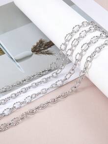 1m Catena ovale a forma di O in acciaio inossidabile con rilievo, adatta per la realizzazione fai-da-te di bracciali, collane e gioielli