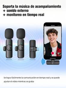C10 Wireless Lavalier Microphone For Android, Plug-And-Play Wireless Lapel Microphone For Video Recording, Teaching, Interviews, Podcasts, Wireless Omnidirectional Condenser Microphone For Vlog - Black - View 3